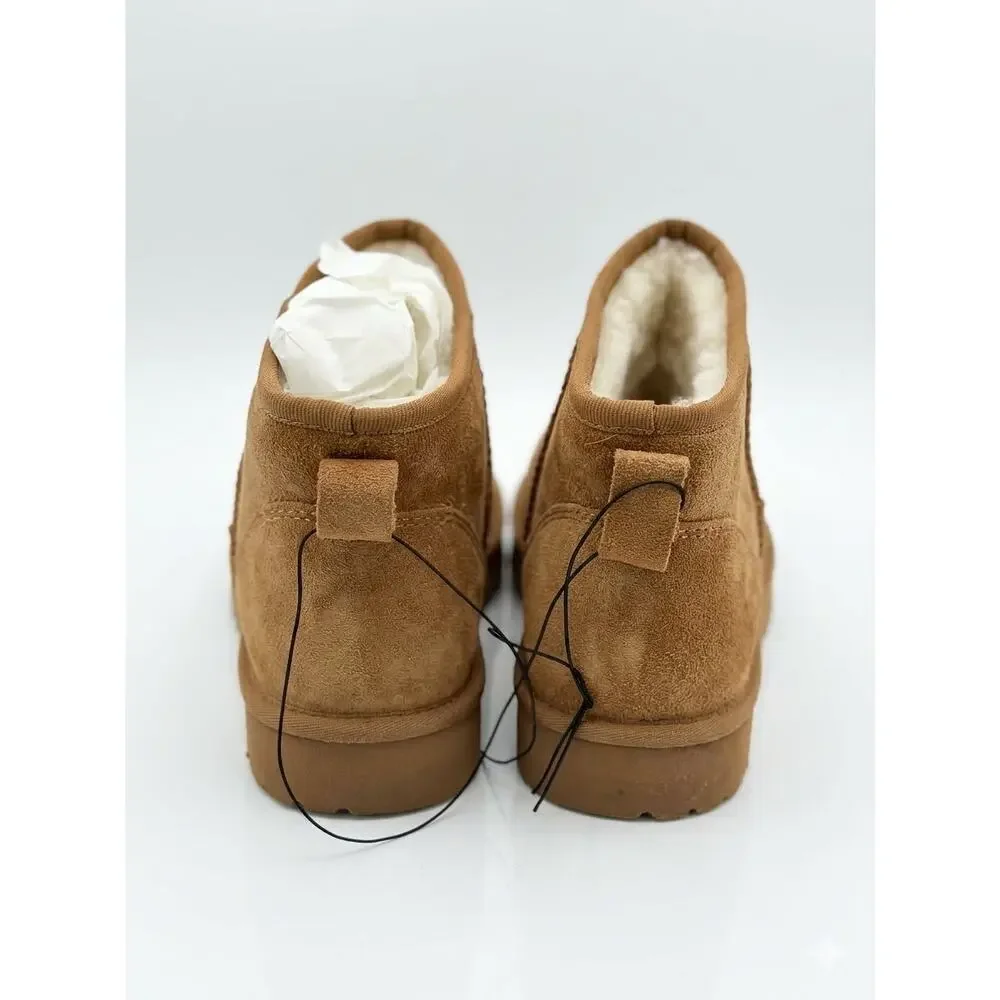 NEW! Pop Rhemmy Women's Flat Heel Winter Boots US 10M Cognac Suedelike